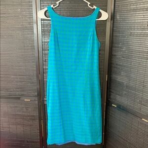 J. Crew Blue Green Checkered Sheath Midi Dress